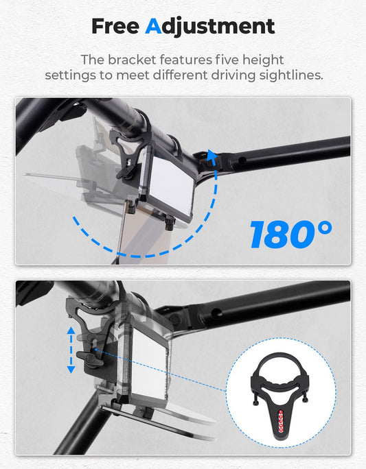 Kemimoto UTV Rear View Mirror with Folding Sun Visor for 1.65-2 inch Adjustable Clamp