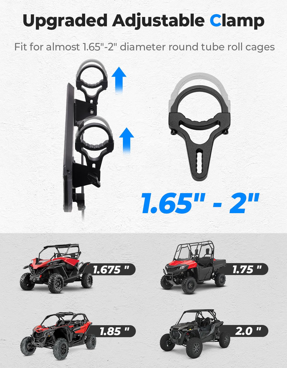 Kemimoto UTV Rear View Mirror with Folding Sun Visor for 1.65-2 inch Adjustable Clamp