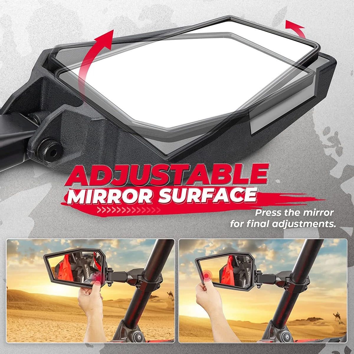 Kemimoto Universal Color Side View Mirrors for 1.75"-2'' UTV Roll Bar 1 Pair