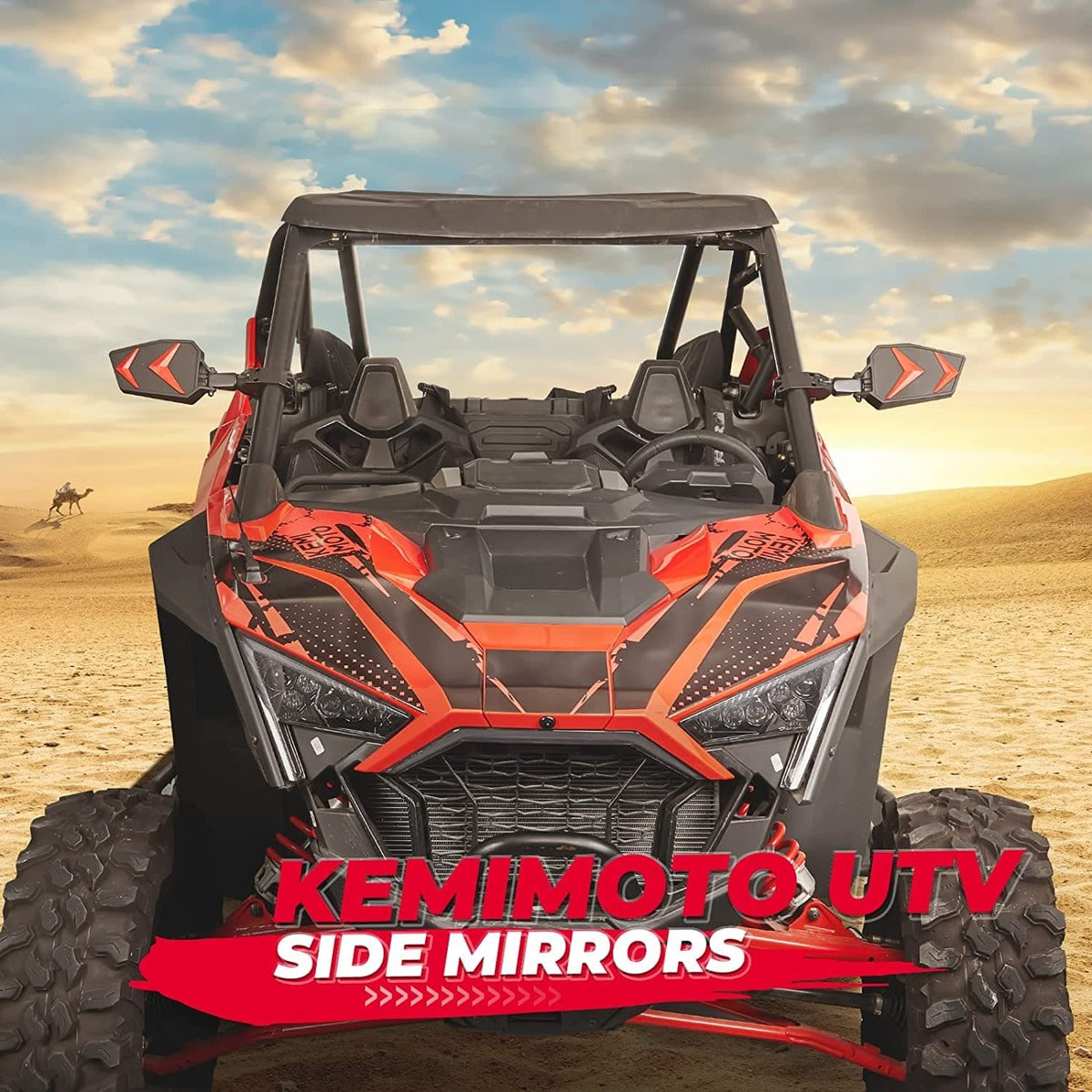 Kemimoto Universal Color Side View Mirrors for 1.75"-2'' UTV Roll Bar 1 Pair