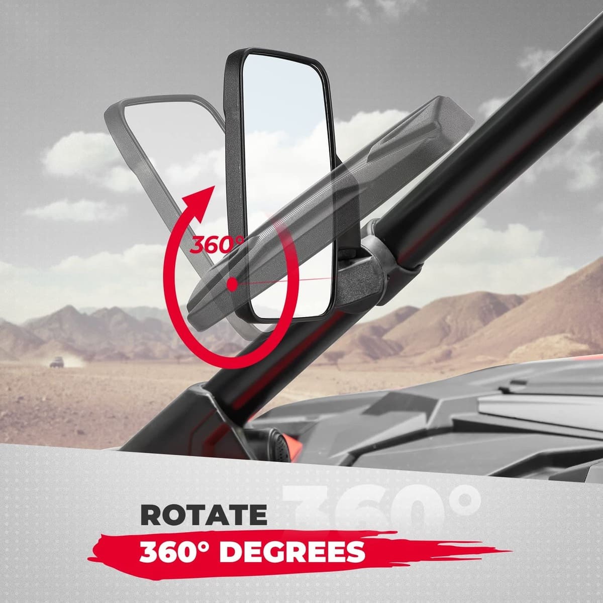 Kemimoto UTV Side Mirrors for 1.6"/2" Roll Bar Cage - 1 Pair