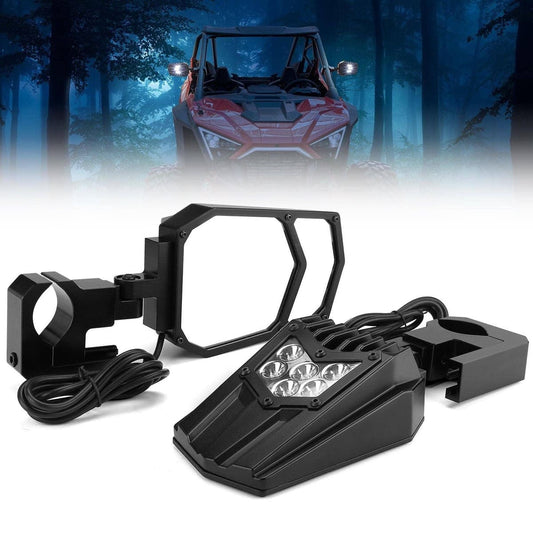 Kemimoto UTV Side Mirrors with Light fit 1.5"/2" Roll Bar
