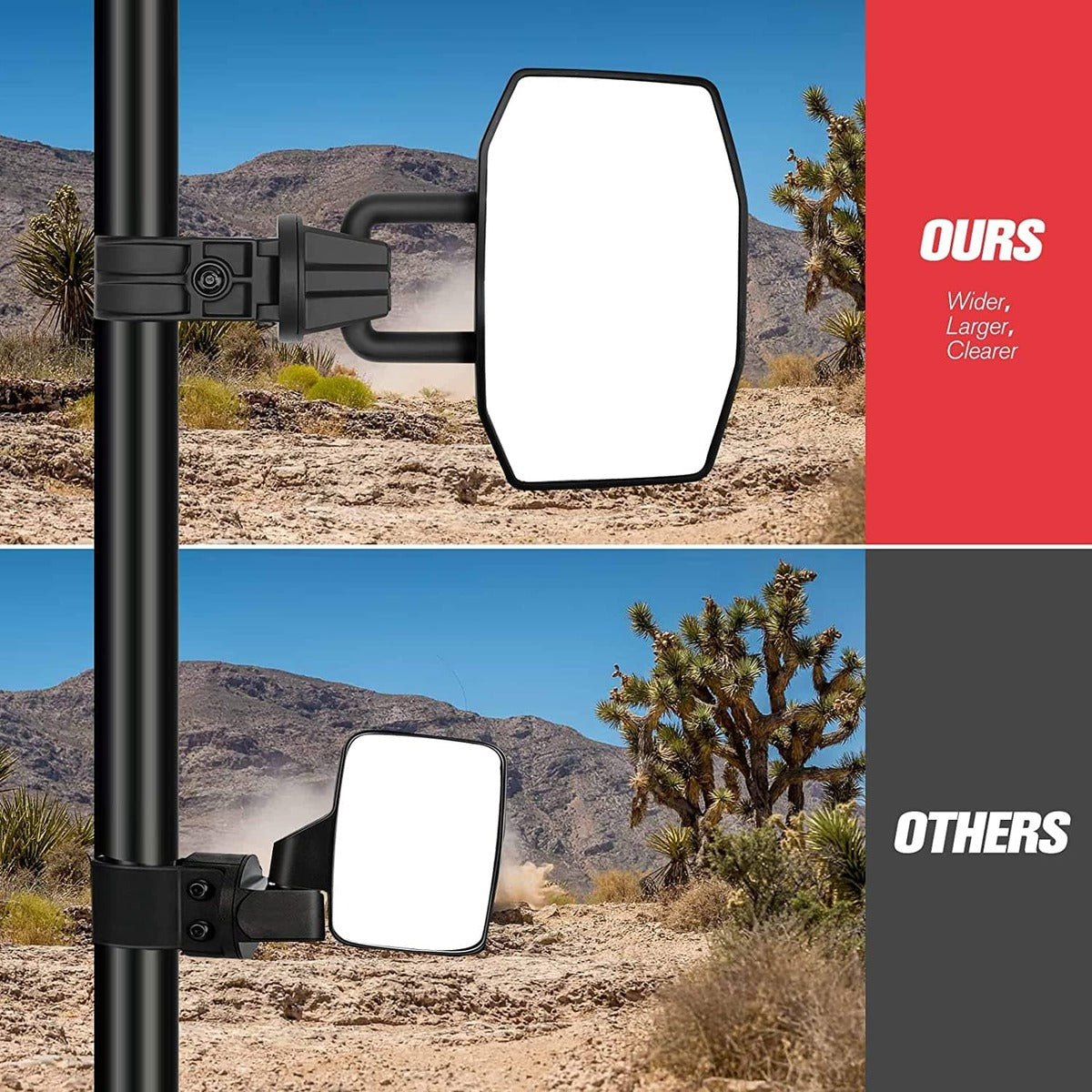 Kemimoto UTV Side View Mirrors 1.75"/2.0" Roll Bar