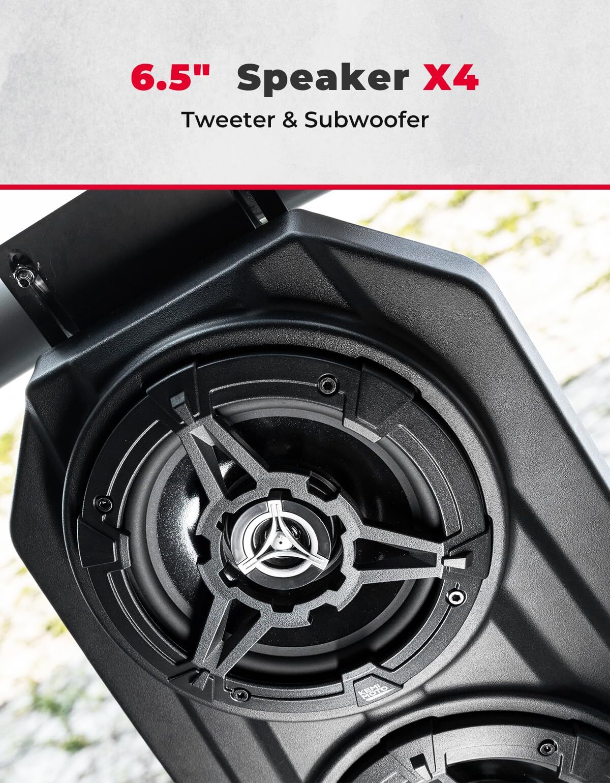 Kemimoto UTV Sound System 6.5" Speakers Overhead Stereo Bluetooth Fits Roll Cages
