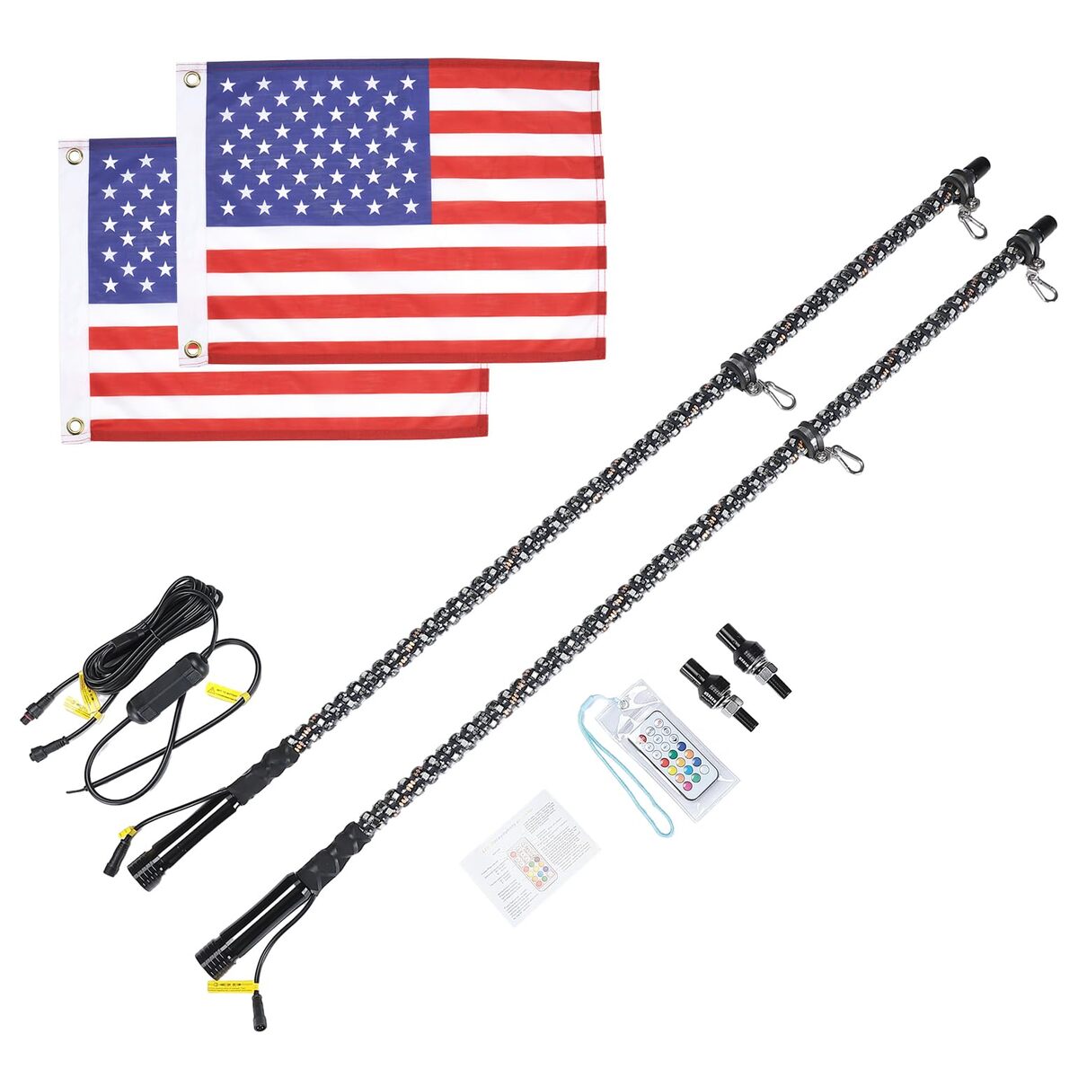 Kemimoto Kawasaki Teryx KRX 1000 UTV 2Pcs 5FT Spiral Whip Light with RF Remote Control