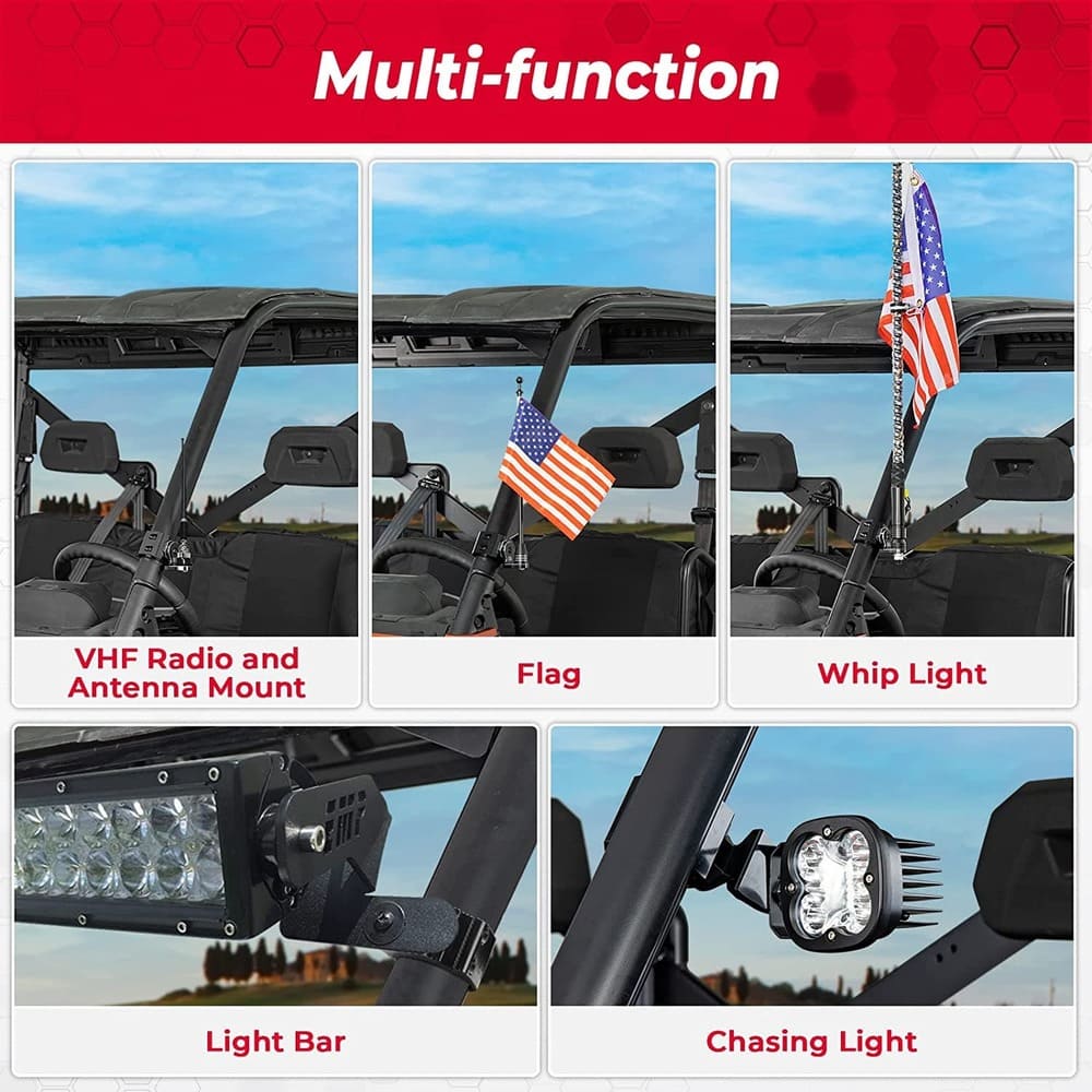 Kemimoto UTV Whip Light Flag Mount for Pro-fit Cage