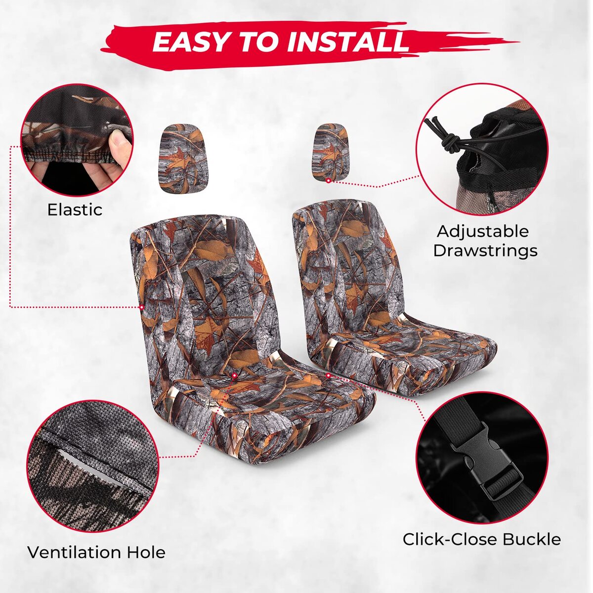 Kemimoto Yamaha Rhino 450/ 660/ 700 UTV Heavy Duty Camo Seat Covers