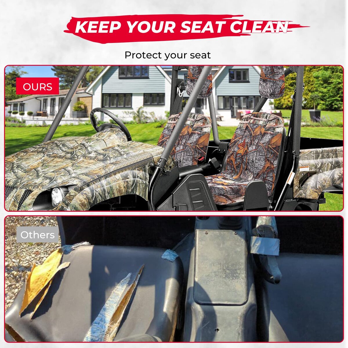Kemimoto Yamaha Rhino 450/ 660/ 700 UTV Heavy Duty Camo Seat Covers