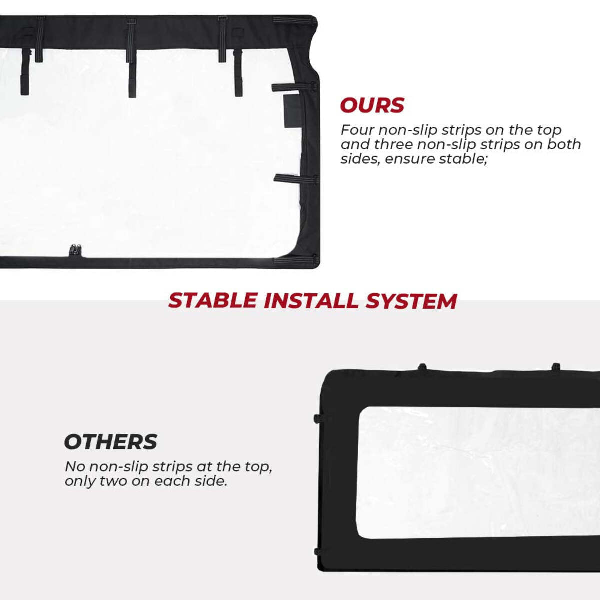 Kemimoto Yamaha Rhino/Massimo Rear Windshield with Zipper Back