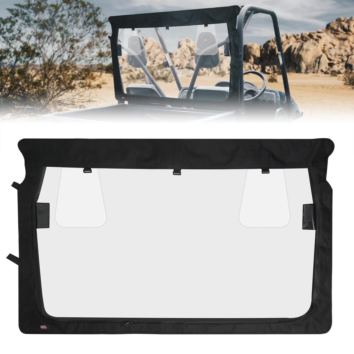 Kemimoto Yamaha Rhino/Massimo Rear Windshield with Zipper Back