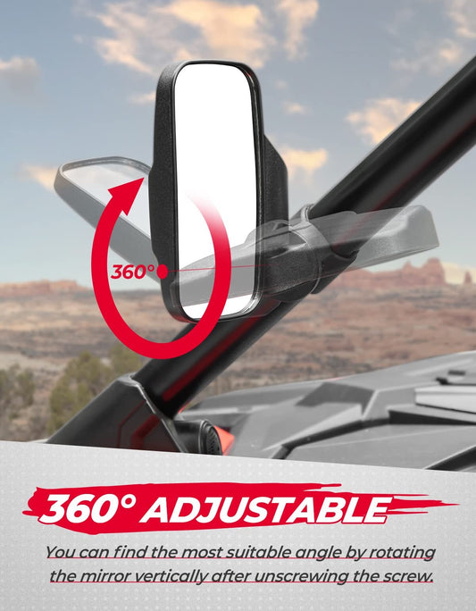 Kemimoto Yamaha Rhino UTV 1.75" / 2" Side View High Impact Convex Mirror