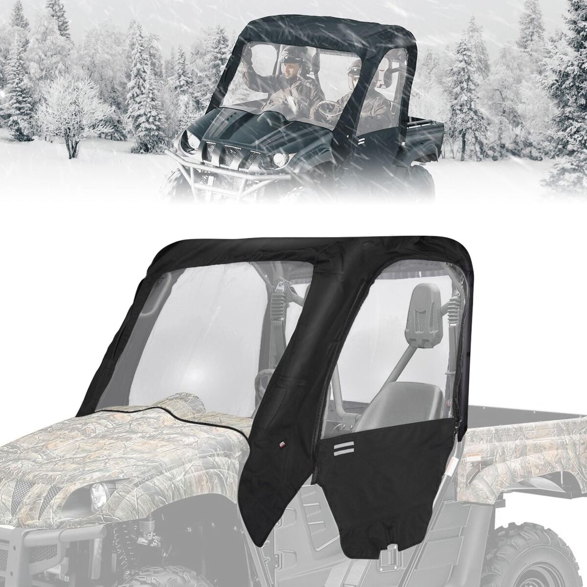 Kemimoto Yamaha Rhino UTV Cab Enclosure Heavy-Duty 900D with Half Doors