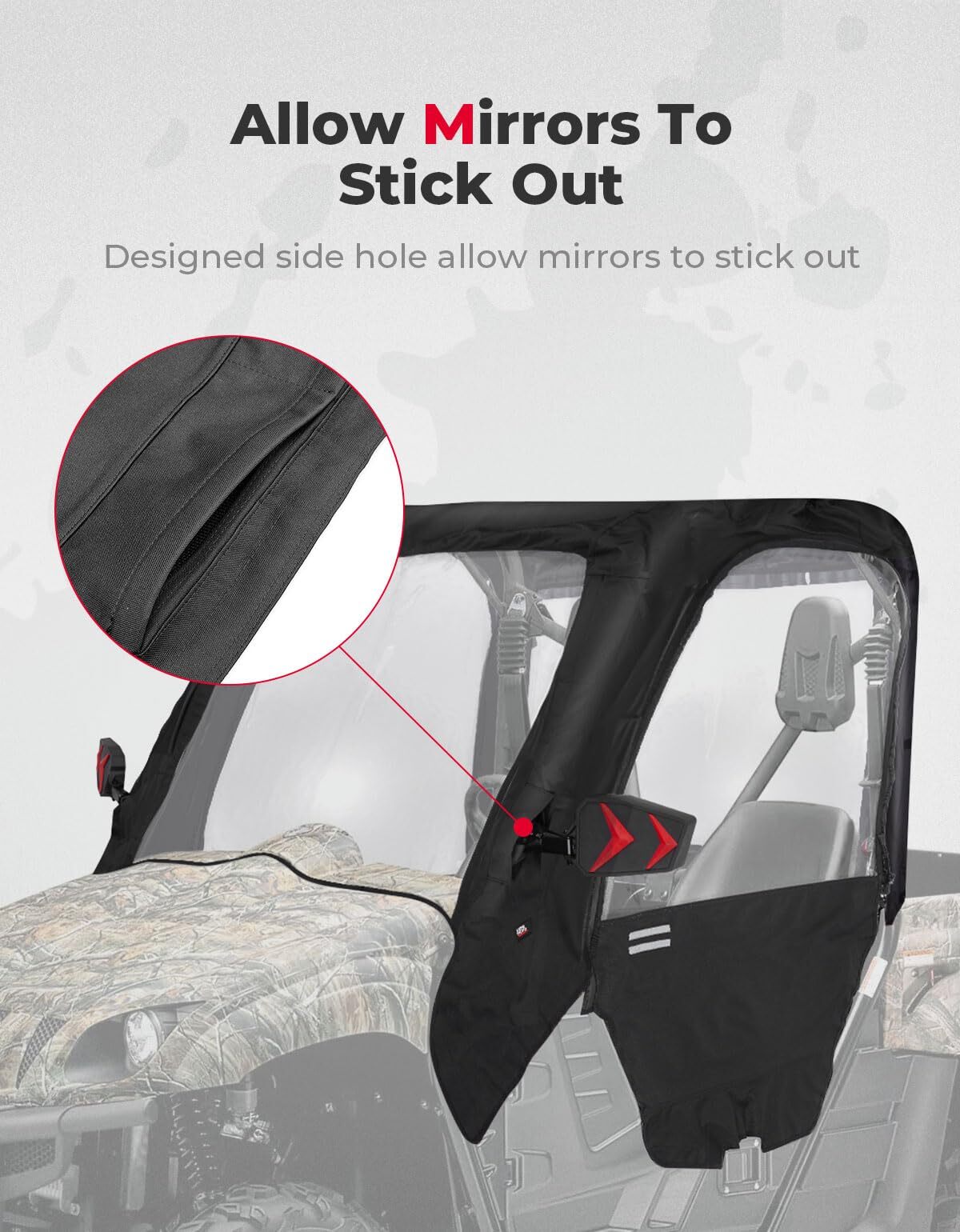 Kemimoto Yamaha Rhino UTV Cab Enclosure Heavy-Duty 900D with Half Doors