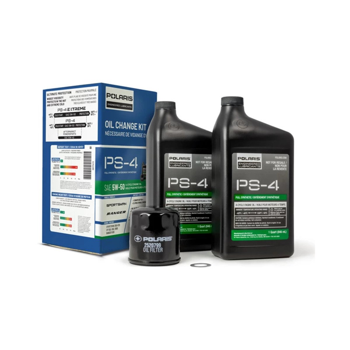 Polaris Full Synthetic Oil Change Kit - 1 Oil Filter & 2 Quarts of PS-4 Engine Oil