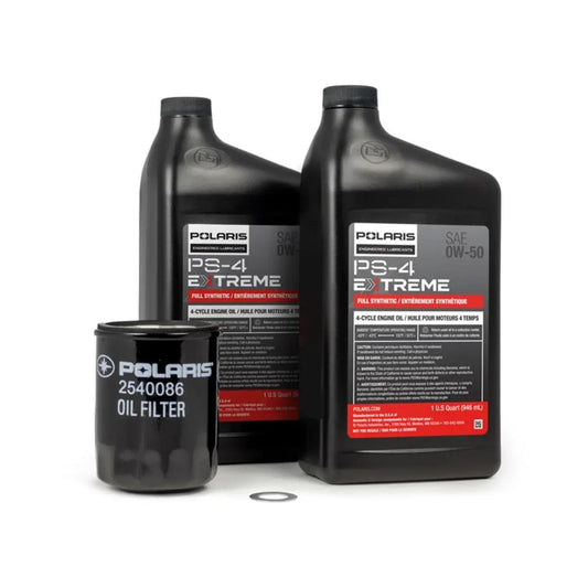 Polaris Full Synthetic Oil Change Kit - 2 QTS of PS-4 Extreme Engine Oil, 1 Oil Filter & Crush Washer