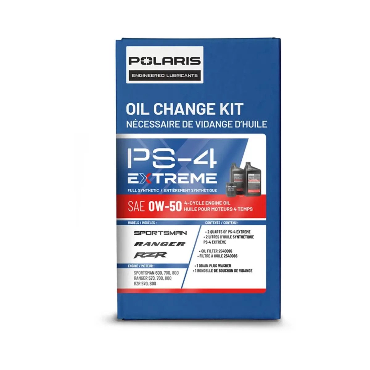 Polaris Full Synthetic Oil Change Kit - 2 QTS of PS-4 Extreme Engine Oil, 1 Oil Filter & Crush Washer