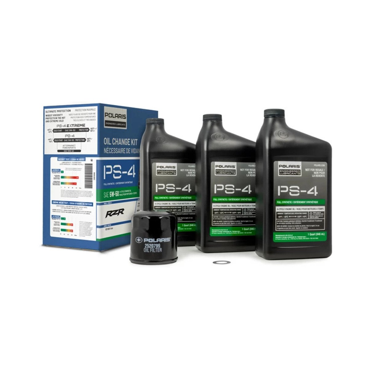 Polaris RZR Full Synthetic Oil Change Kit - 3 Quarts of PS-4 Engine Oil & 1 Oil Filter