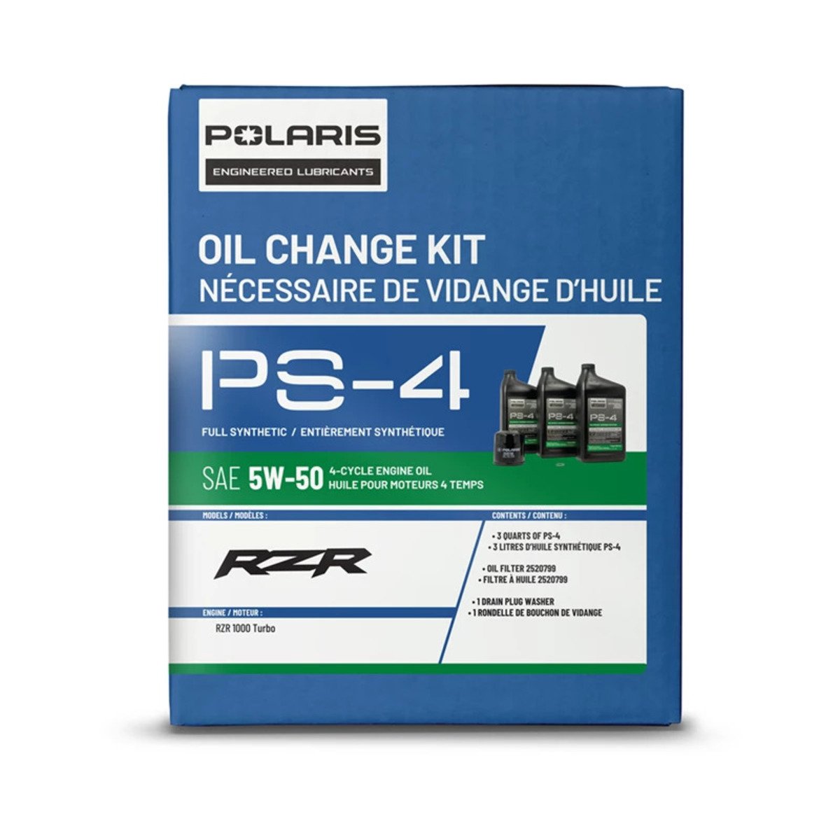 Polaris RZR Full Synthetic Oil Change Kit - 3 Quarts of PS-4 Engine Oil & 1 Oil Filter