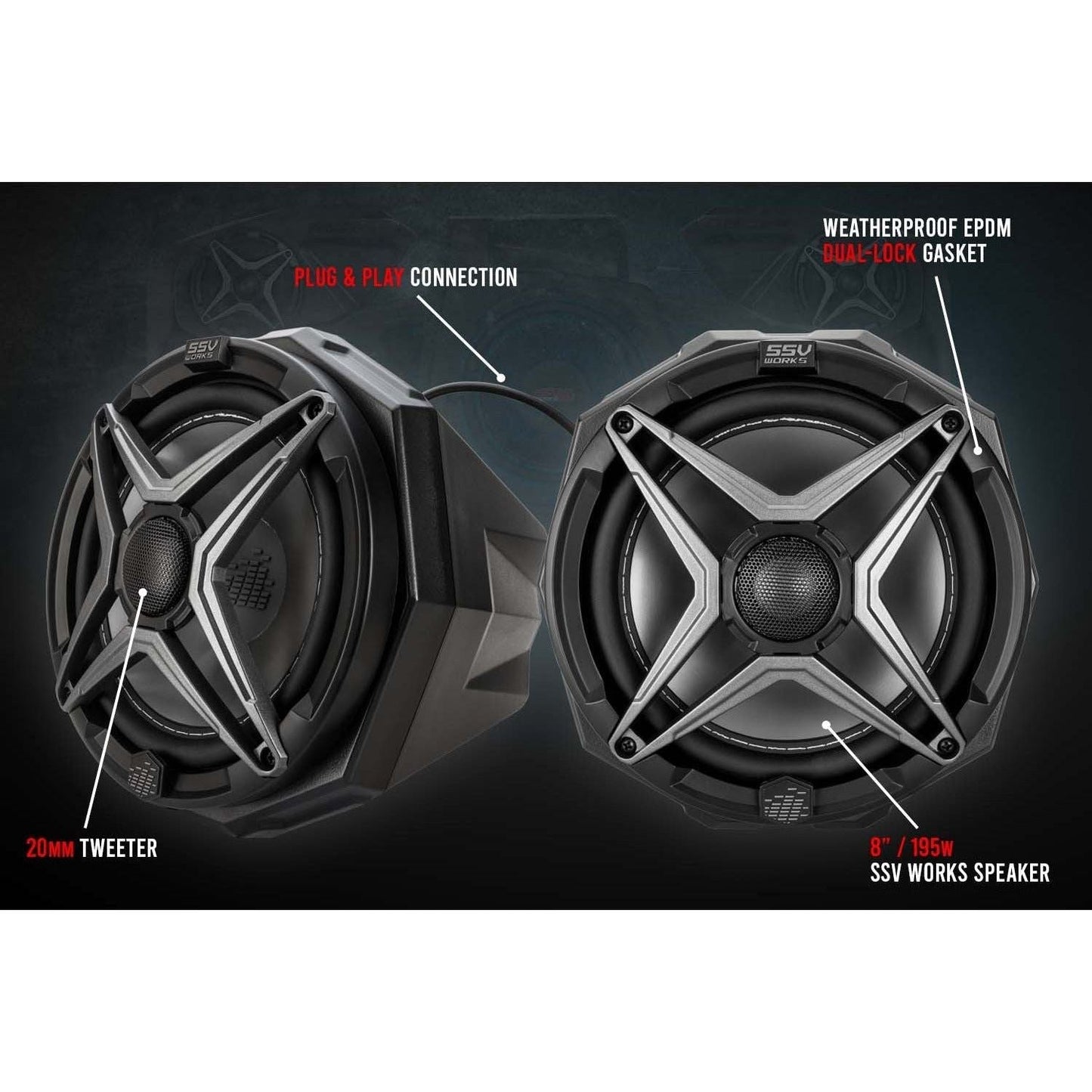 Polaris RZR Pro / Turbo R Ride Command 8" Cage Mount Speaker Pods