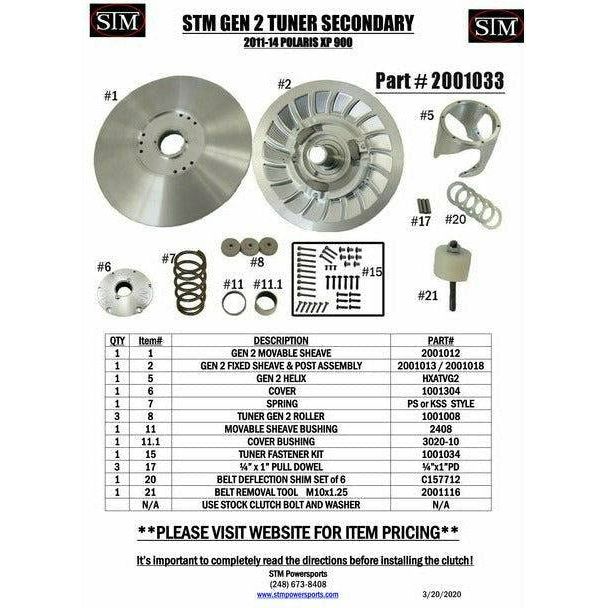 Polaris RZR XP 900 Tuner Secondary Clutch