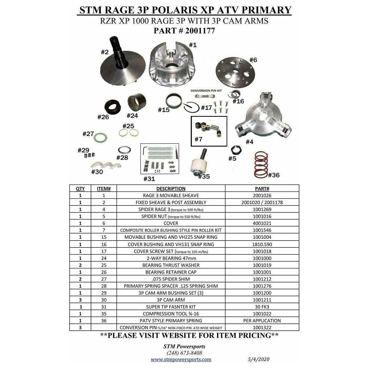 Polaris General / RZR XP 1000 RAGE 3P Primary Clutch