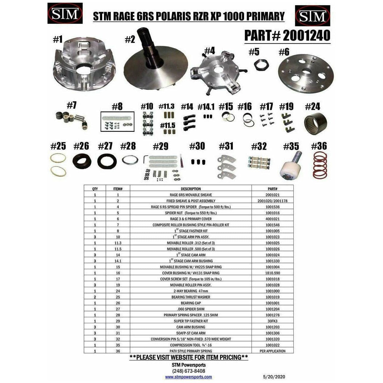 Polaris RZR XP 1000 RAGE 6RS Primary Clutch