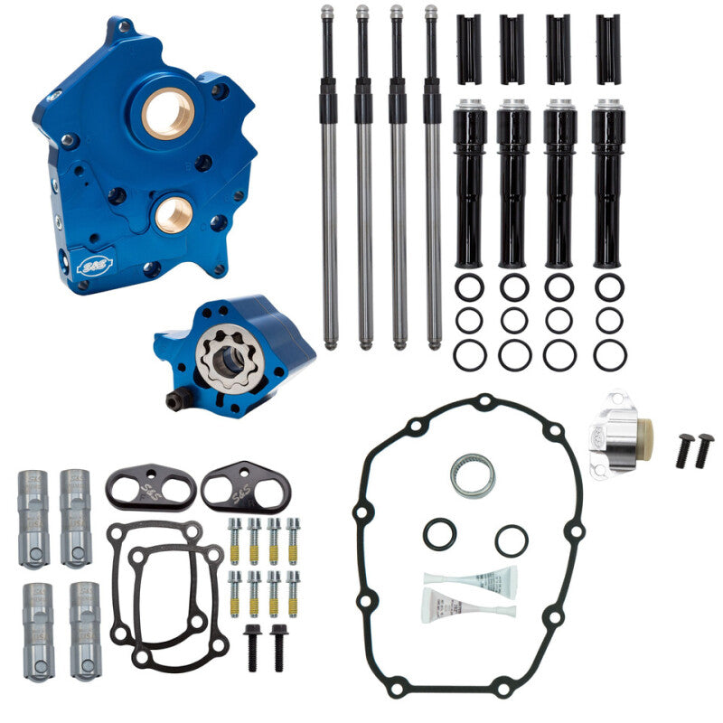 S&S Cycle 2017+ M8 Oil Cooled Models Cam Chest Kit with VVT - Black PR Tubes & Chain Tensioners Included