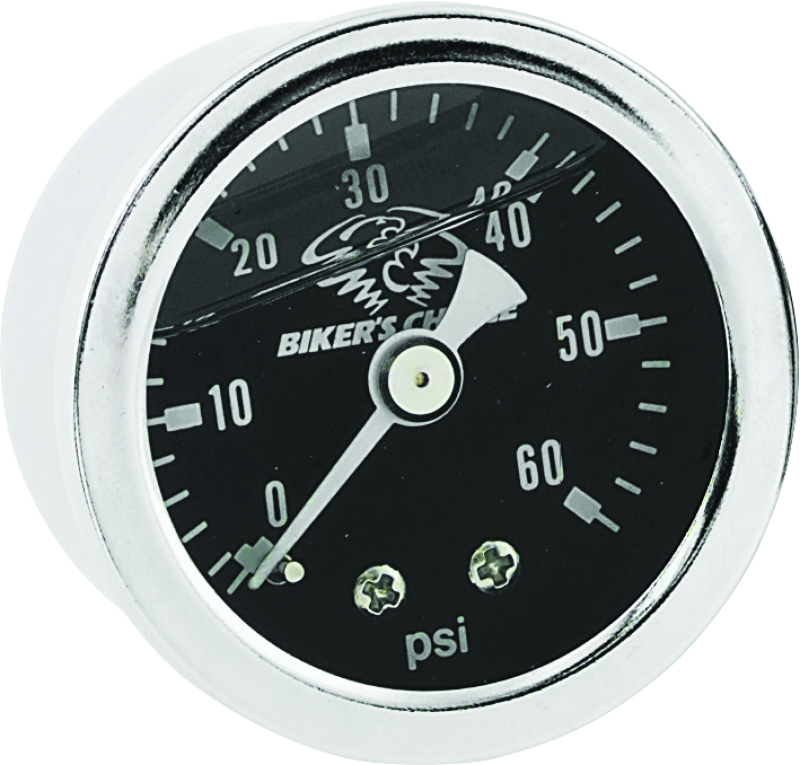 Biker's Choice Black Face Liquid Filled Oil Pressure Gauge 0-60 PSI with Chrome Body