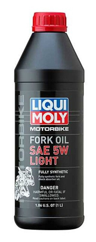 LIQUI MOLY 1L Motorbike Fork Oil SAE 5W - Low-Viscosity Synthetic Shock Absorber Oil