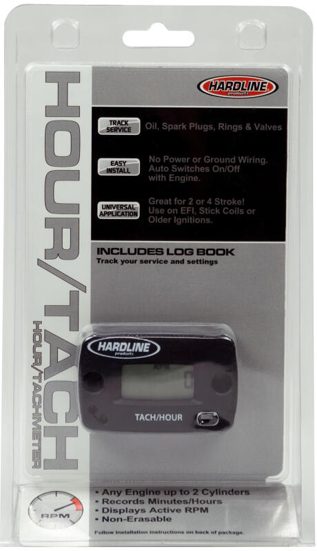 Hardline Hour Tachometer Meter for Up to 2 Cylinders - 2/4 Stroke