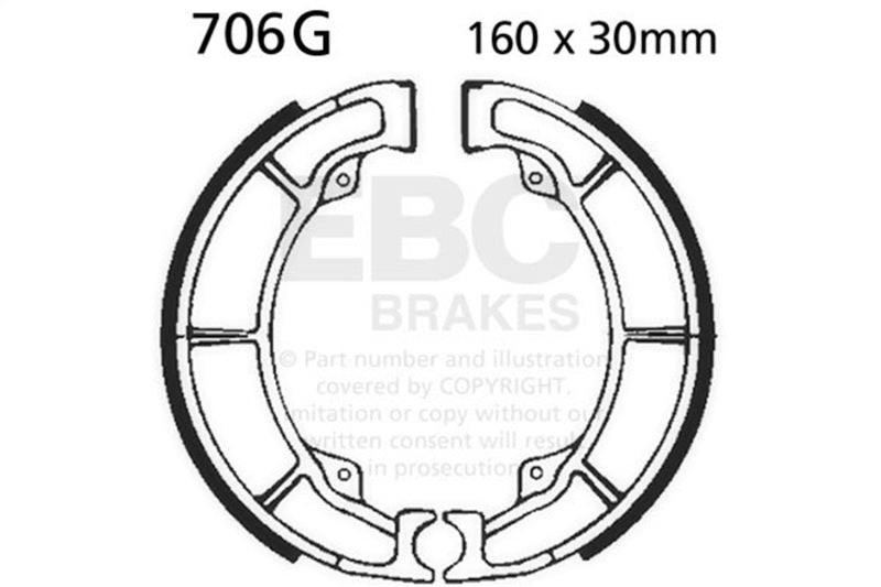 EBC Powersports 706G Motorcycle Grooved Replacement Brake Shoes for Kawasaki KLF 185 Bayou, Rear Left/Right