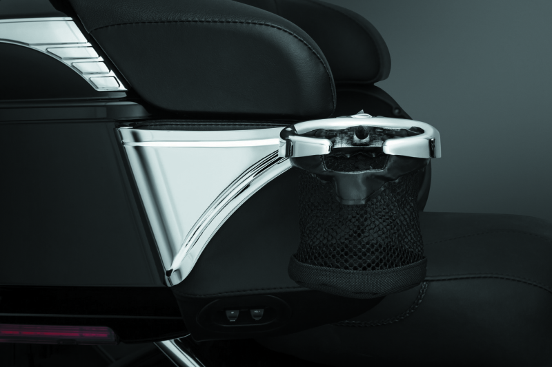Kuryakyn Passenger Drink Holder with Basket for 2014 and Up Touring Models - Chrome Part #1692