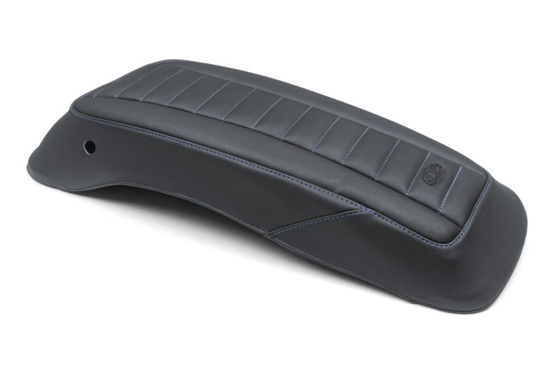 Mustang Motorcycle 14-23 HD FL Touring Saddlebag Lid Covers (Pair) Deluxe Black with Blue Stitching
