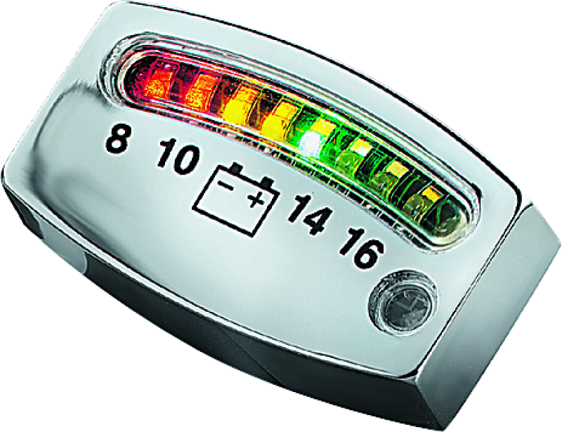 Kuryakyn LED Battery Gauge Universal Chrome Part 4219 for Powersports Vehicles
