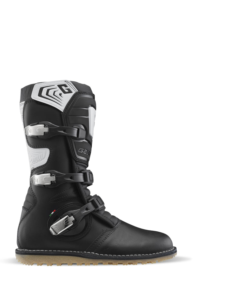 Gaerne Balance Pro Tech Boot Black Size 9 - Durable Leather Construction with Injection-Molded Shin Guard and Control Sole