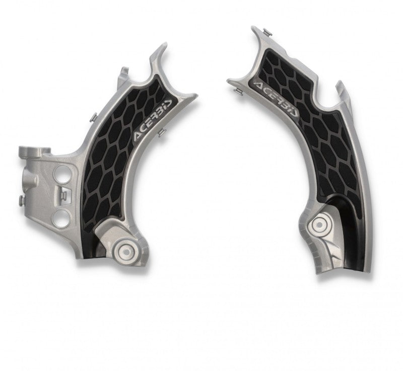 Acerbis 2911441015 Honda CRF250R/250RX/CRF450R/CRF450RX Frame Guards with X-Grip in Silver and Black
