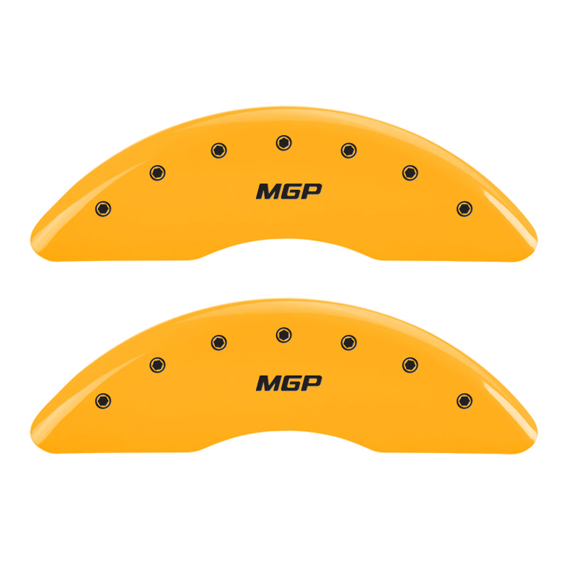 MGP 4 Caliper Covers for Saturn Outlook (2007-2010) with Yellow Powder Coat and Engraved MGP Logo