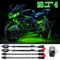 XK Glow Single Color Green LED Accent Light Motorcycle Kit with 10 Pods and 4 Flex Strips