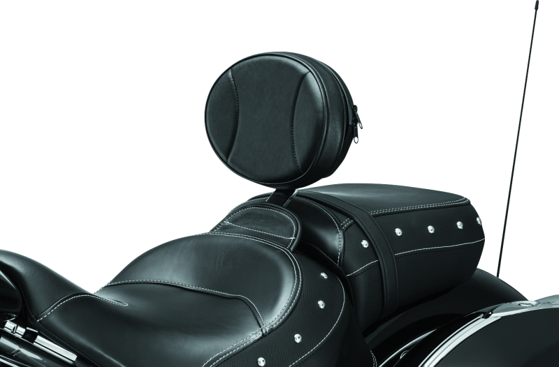 Kuryakyn Plug-N-Go Driver Backrest 14-Up Indian Black Pad with Chrome Mounting Bracket