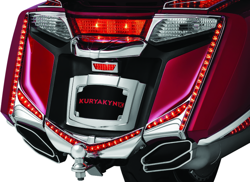 Kuryakyn LED Vertical Rear Light Strips for 2012-2017 Honda GL1800 and F6B Models with Chrome Red Lens