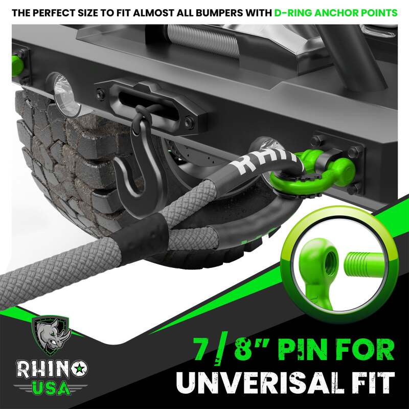 Rhino USA 3/4 Inch D-Ring Shackle Set (2-Pack) Matte Black – Heavy-Duty Off-Road Recovery Gear