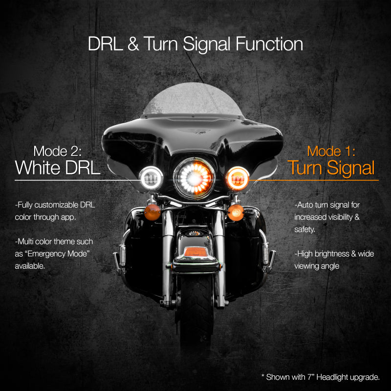 XKGLOW XK042011-W 4.5-Inch Chrome RGB LED Harley Running Light with Bluetooth Control