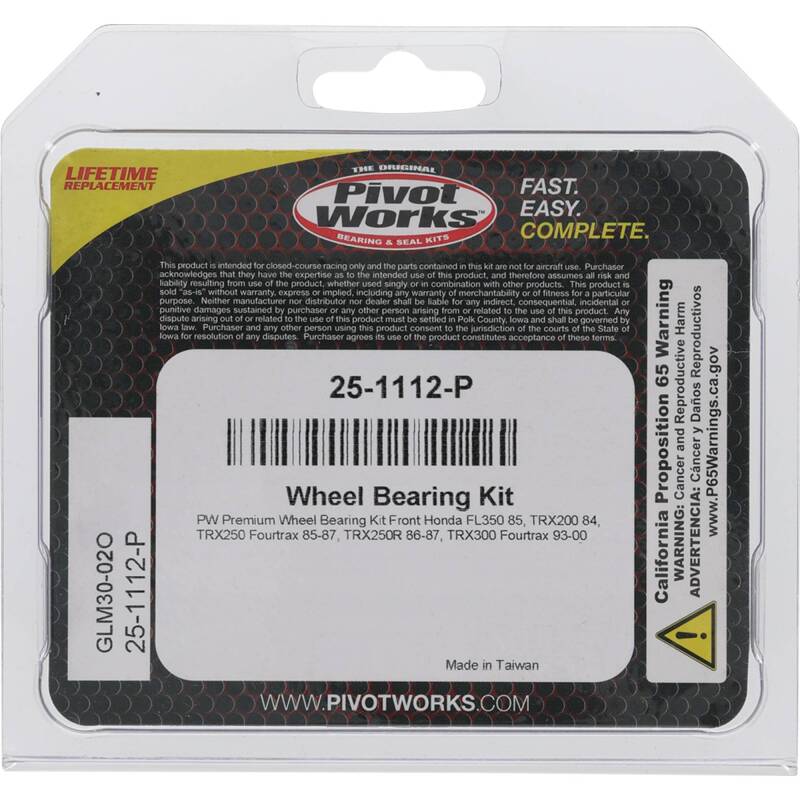 Pivot Works Premium Wheel Bearing Kit for Honda TRX250R and TRX300 Fourtrax Models