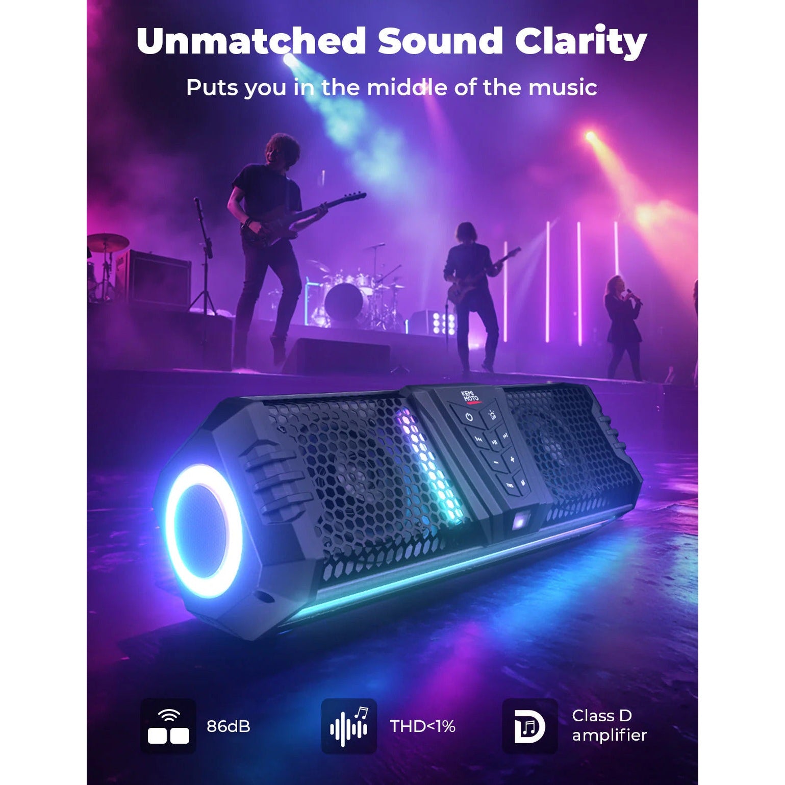 Kemimoto UTV Golf Cart Marine Boat Midnight 40 16'' RGB Bluetooth Sound Bar