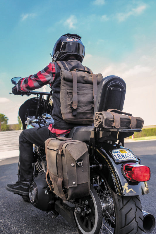 Burly Brand Voyager Saddlebag for Harley-Davidson and Triumph Motorcycles - Dark Oak