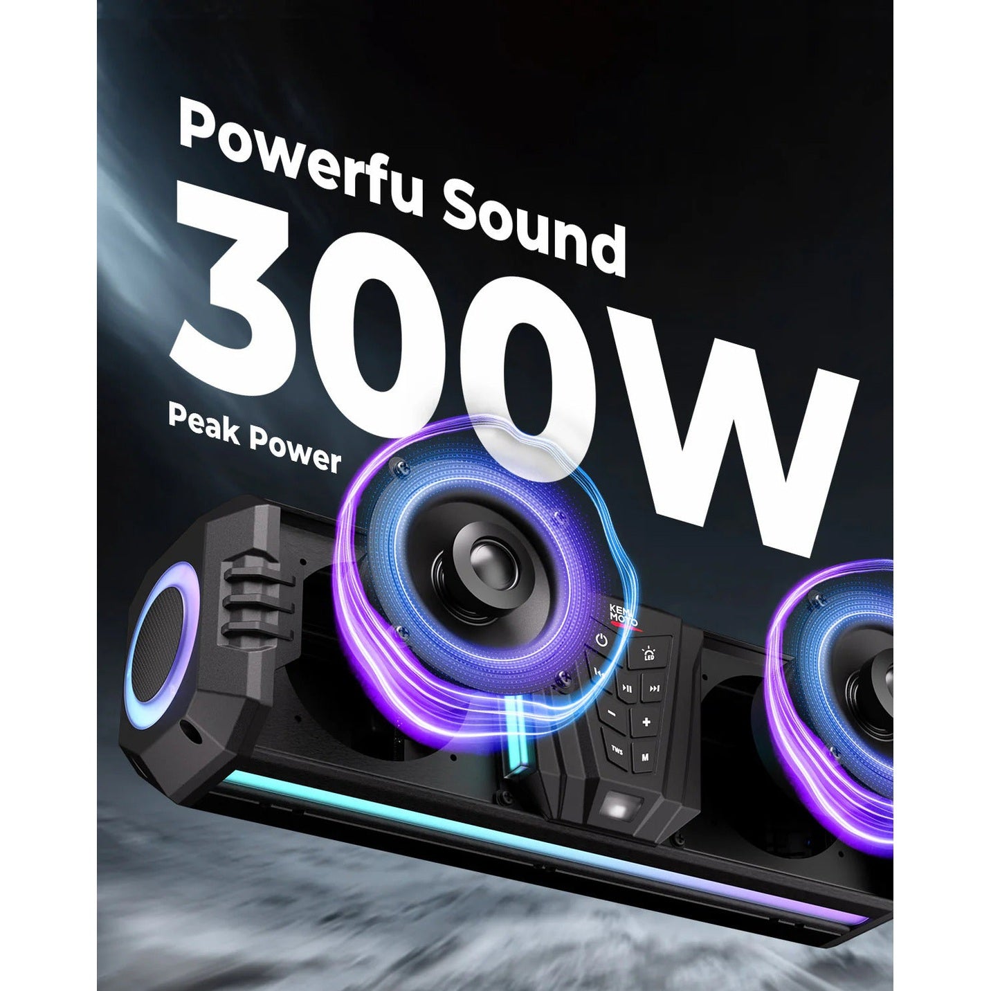 Kemimoto UTV Golf Cart Marine Boat Midnight 40 16'' RGB Bluetooth Sound Bar