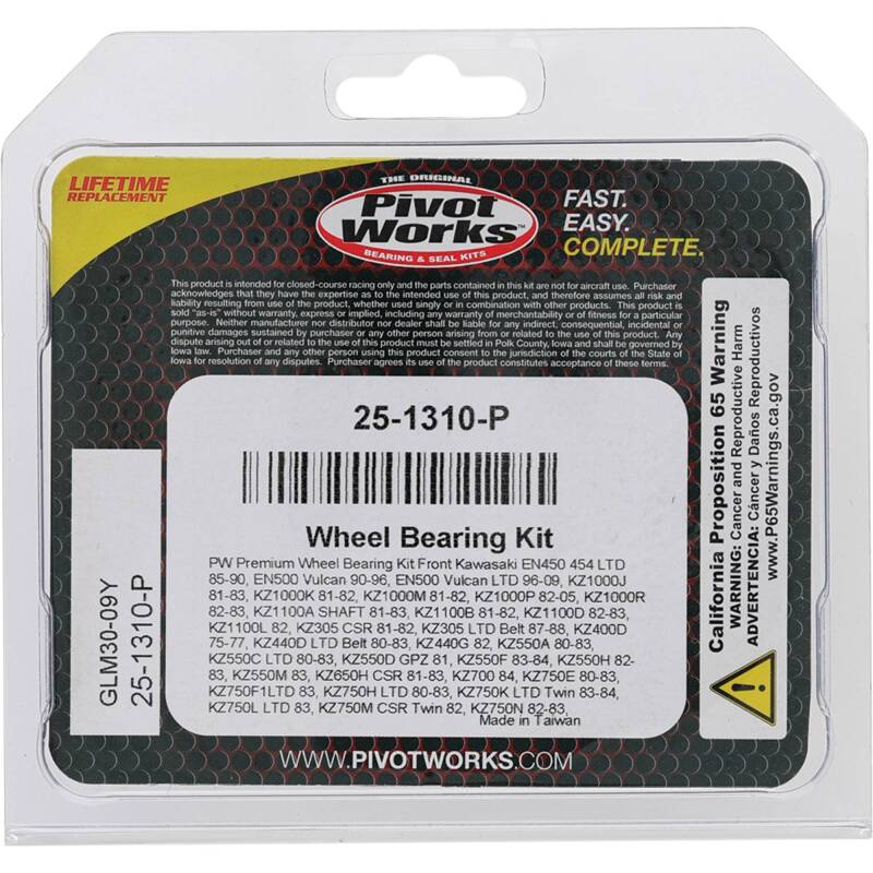 Pivot Works Premium Wheel Bearing Kit for Kawasaki KZ Series - Part Number 25-1310-P