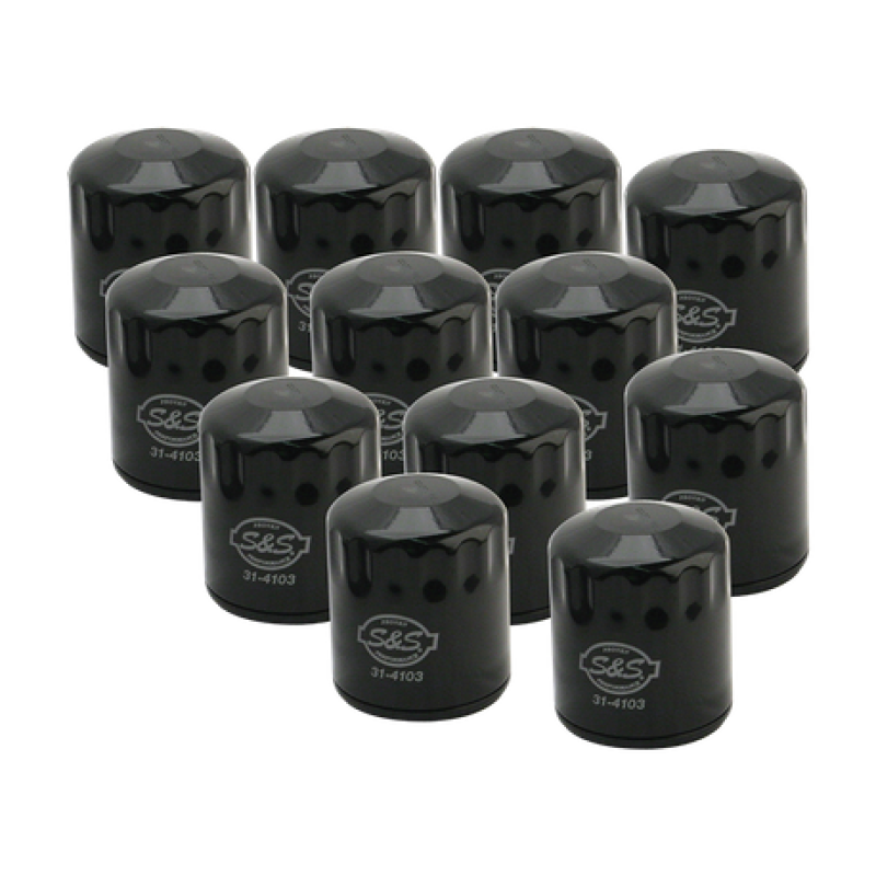 S&S Cycle 310-0241 Black Oil Filter for 99-18 Big Twin and 2017+ M8/X-Wedge Engines (12 Pack)