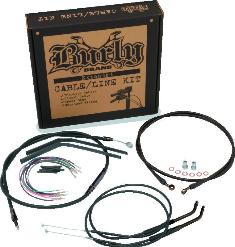 Burly Brand Control Kit 12in T-Bar - Black for Harley Davidson Dyna Models