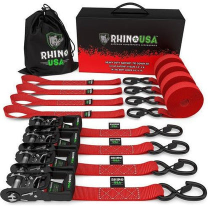 1.6" x 15' Heavy Duty Ratchet Tie-Down Set (4-Pack)